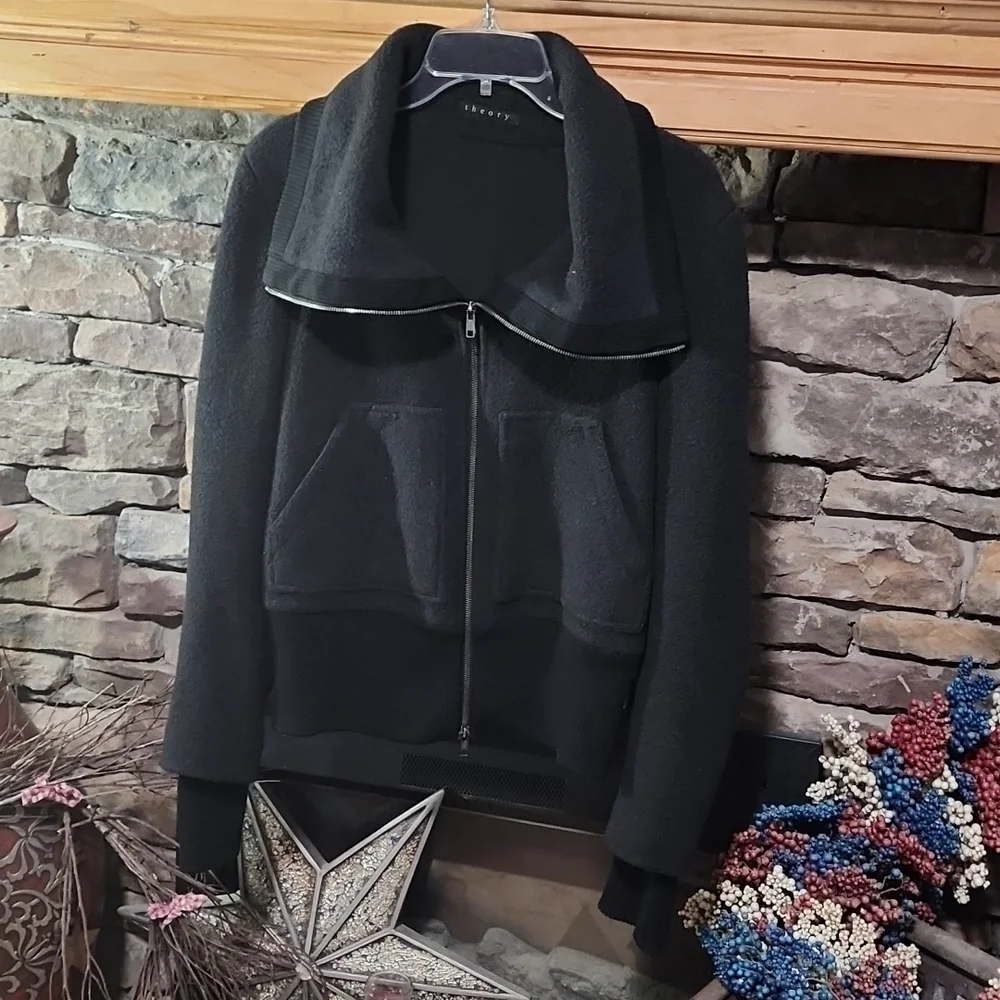 Today⚡️THEORY CASHMERE WOOL MIX JACKET SZ L - Picture 7 of 16